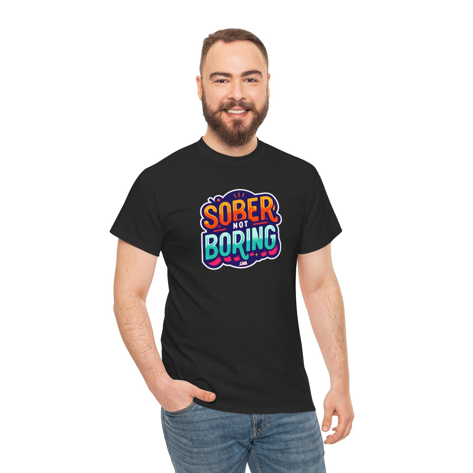 Sober Not Boring Unisex Heavy Cotton Tee - Image 9