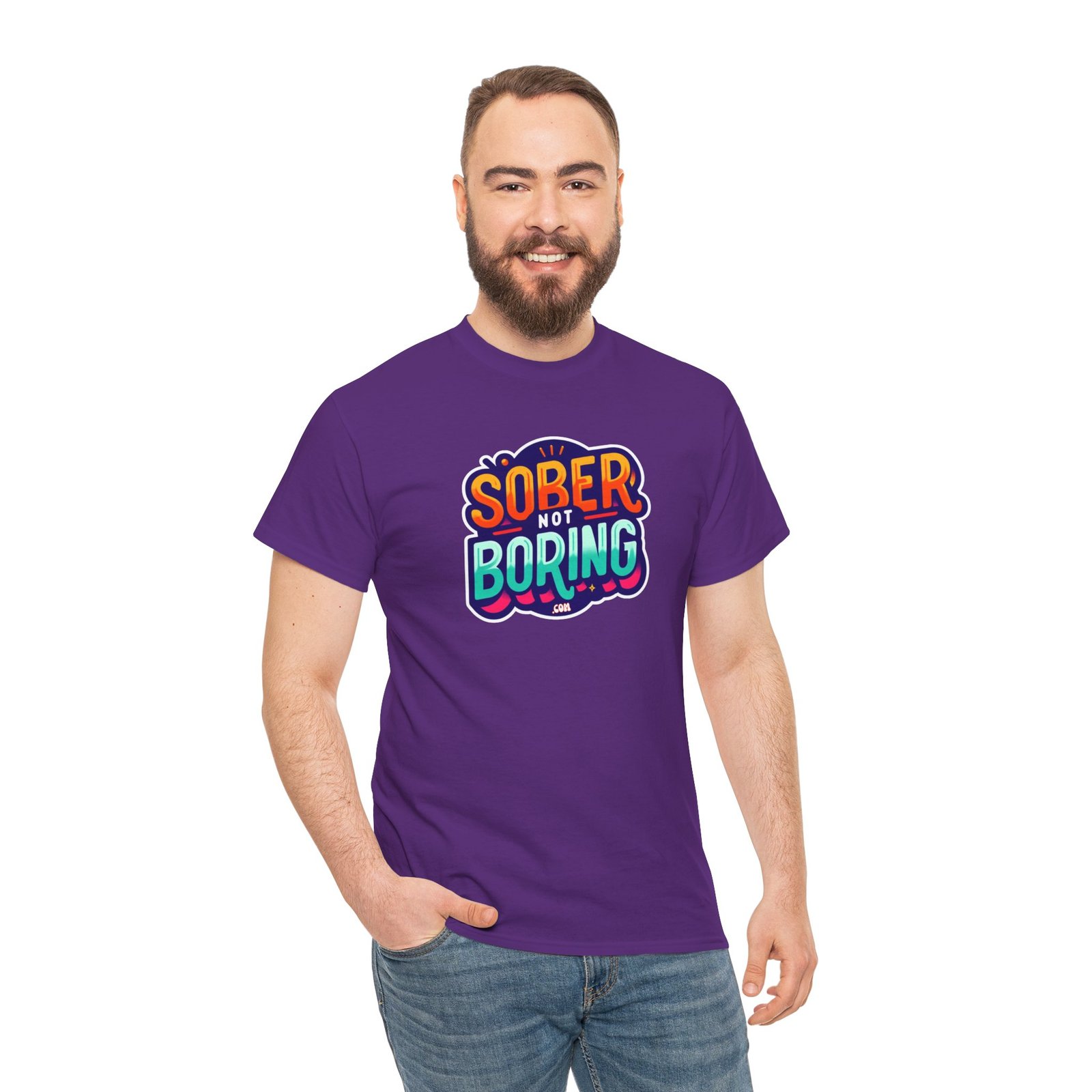 Sober Not Boring Unisex Heavy Cotton Tee - Image 6