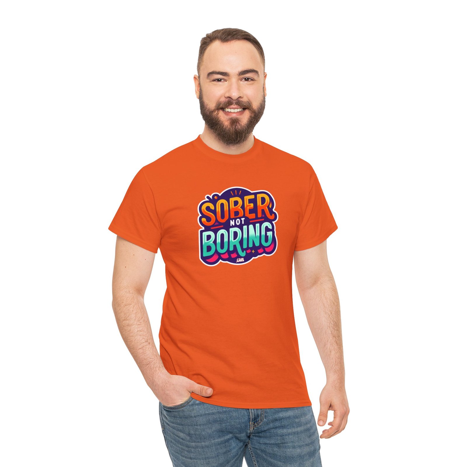 Sober Not Boring Unisex Heavy Cotton Tee - Image 16