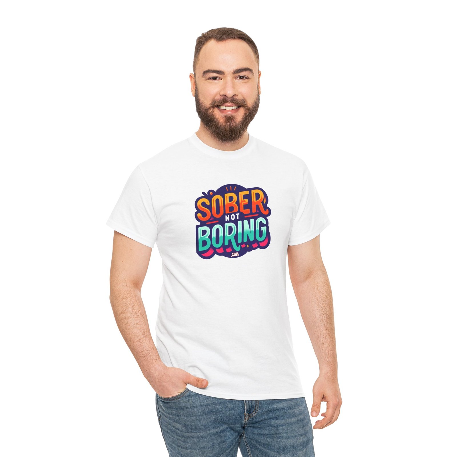 Sober Not Boring Unisex Heavy Cotton Tee - Image 12