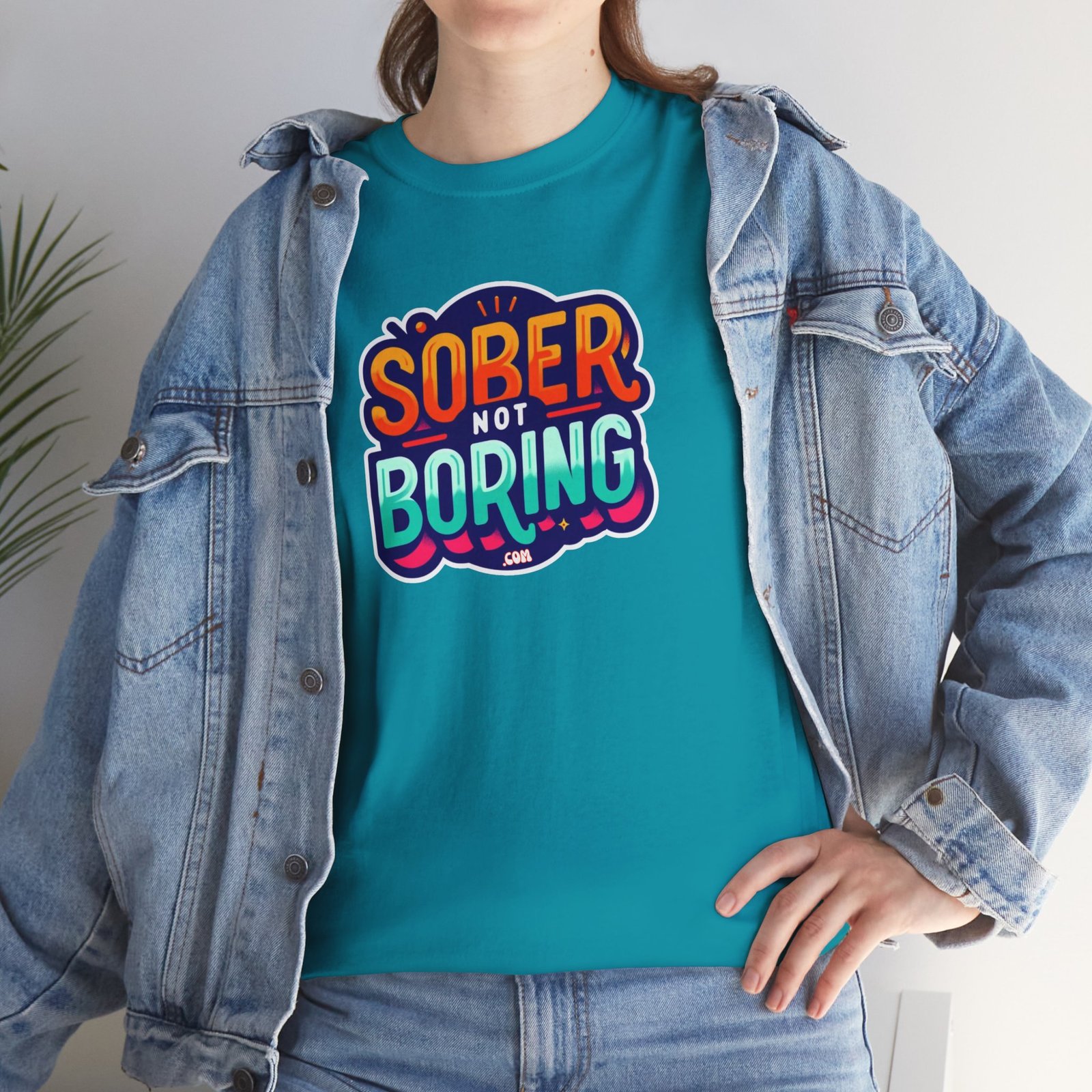 Sober Not Boring Unisex Heavy Cotton Tee - Image 3